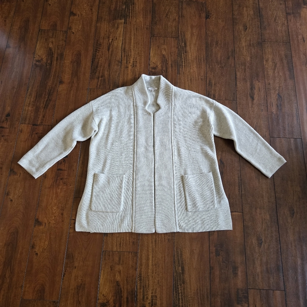 Madewell Spencer Sweater Coat Women Gray Cardigan Wool Open Front Pockets Large - Picture 5 of 13